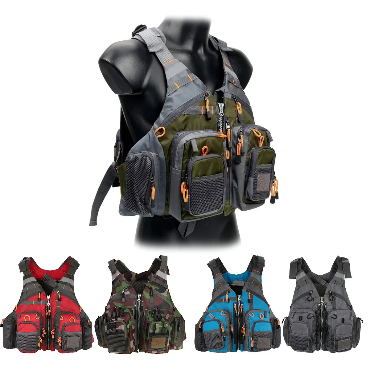 Outdoor Sport Waterproof Jacket - Adjustable Fishing Vest Breathable Multiple Pockets
