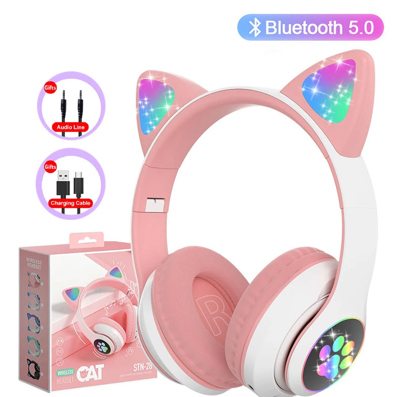 Flash Lamp Cute Cat Ears Headp - Outdoor Sport Activities For Kids ulasan dan harga