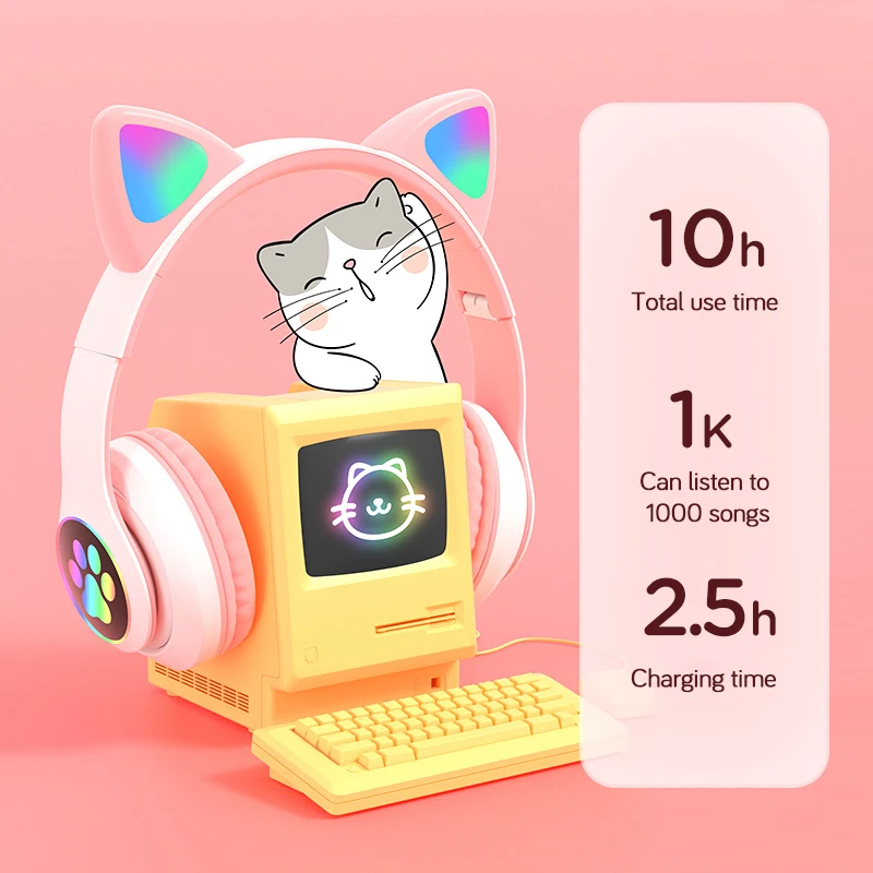 Flash Lamp Cute Cat Ears Headp - Outdoor Sport Activities For Kids ulasan dan harga