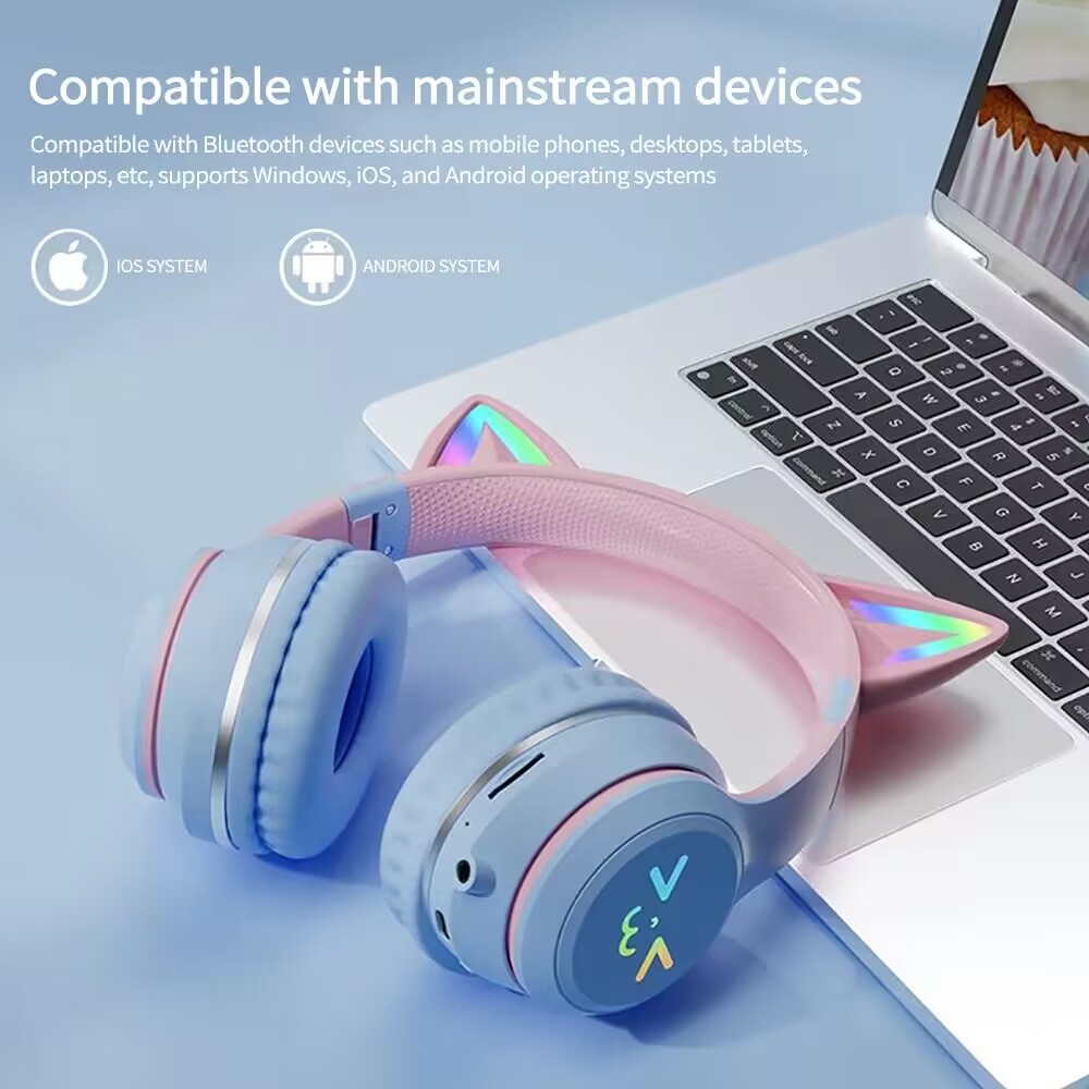 Wireless Headphones RGB Cute C - Outdoor Sport Activities For Kids ulasan dan harga